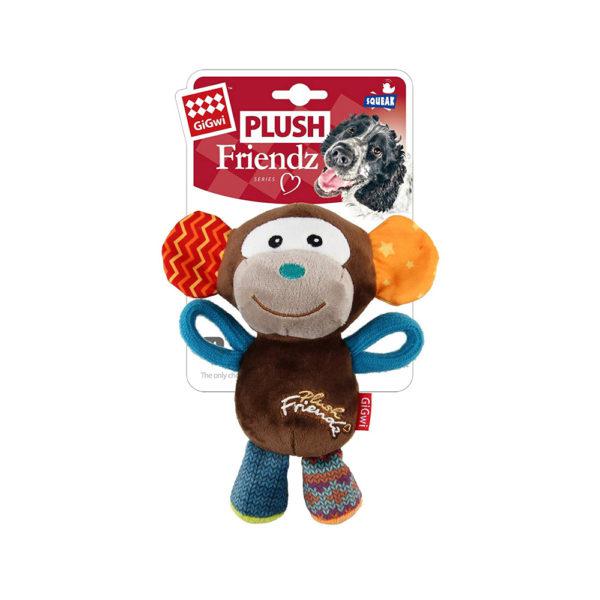 GiGwi Plush Friendz Squeaker Dog Toy – Monkey