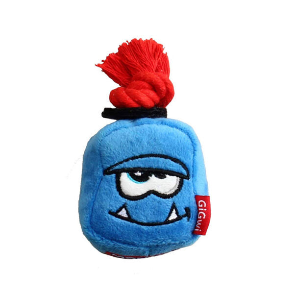 GiGwi Blue Monster Rope Squeaker Inside Small Plush/Rope