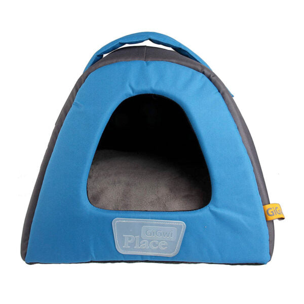 GiGwi Place Pet House Canvas, TPR Blue & Gray Small