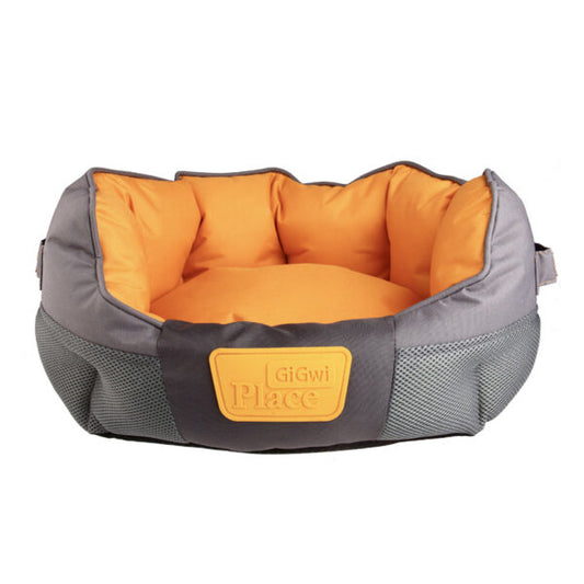 GiGwi Place Soft Bed Canvas, TPR Gray & Orange Small