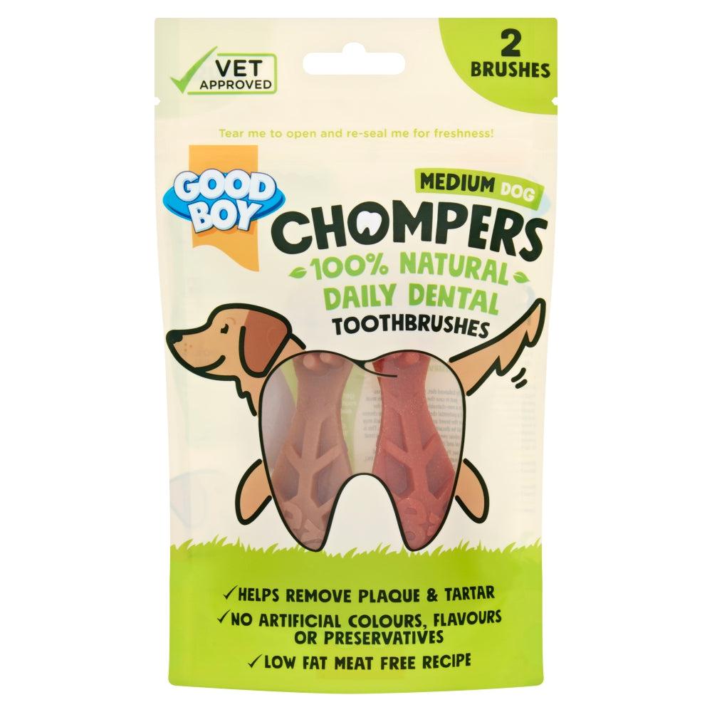 Good Boy Chompers Daily Dental Toothbrushes For Medium Dogs 2 Pack