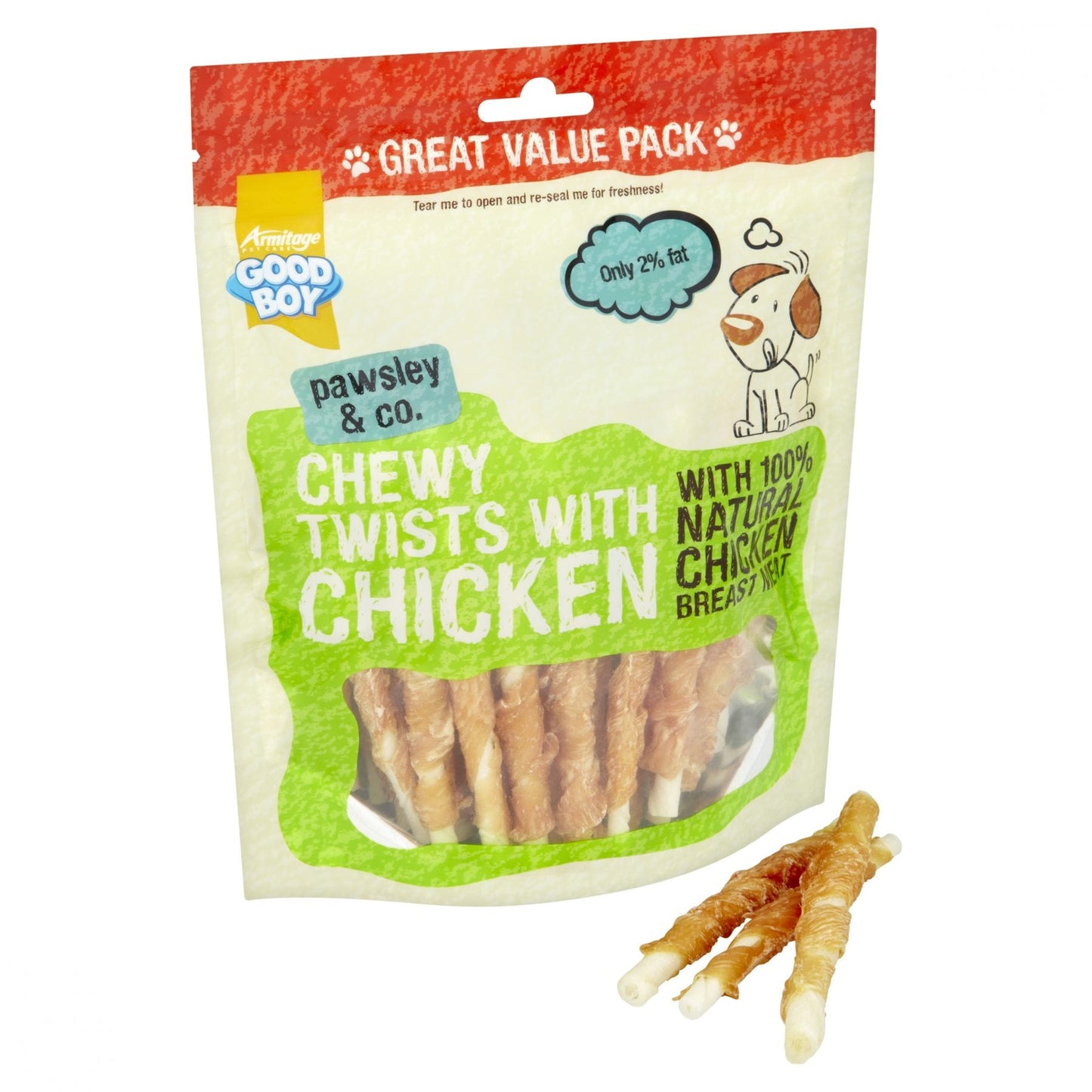 Good Boy Pawsley & Co Chewy Twists with Chicken Dog Treats 320g