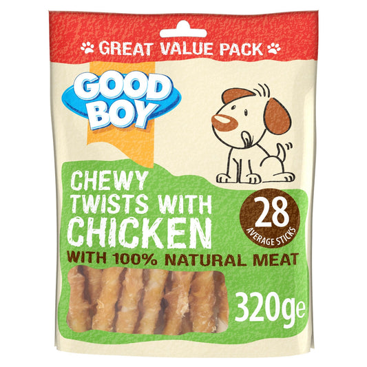 Good Boy Pawsley & Co Chewy Twists with Chicken Dog Treats 320g