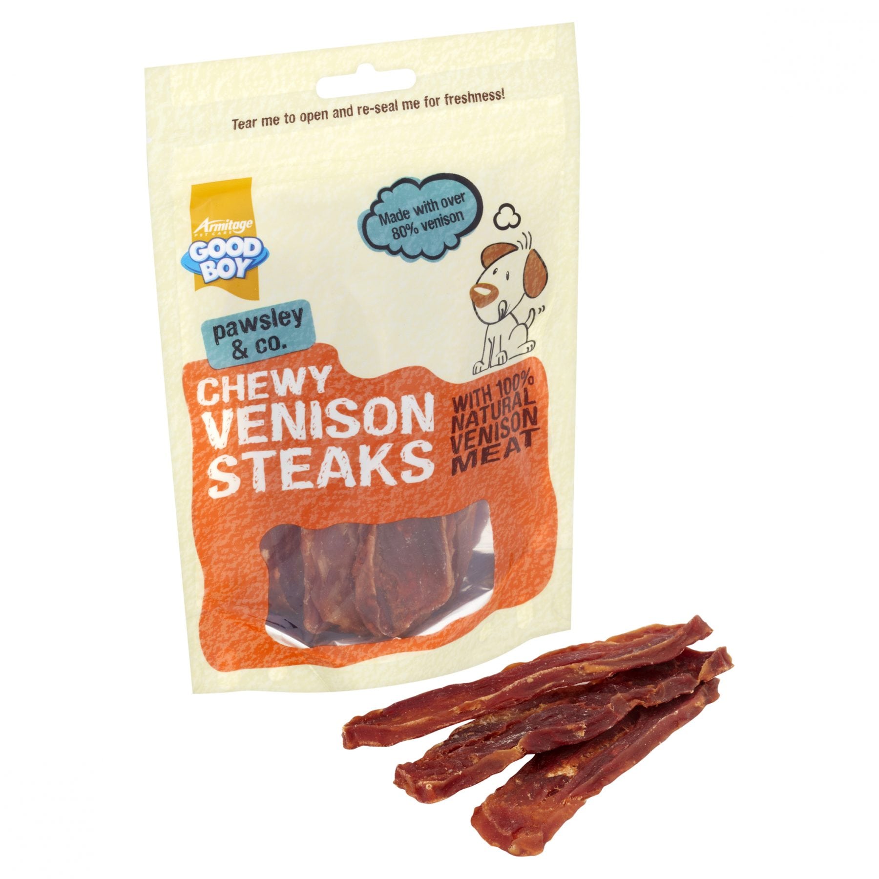 Good Boy Pawsley & Co Chewy Venison Steaks Dog Treats 80g