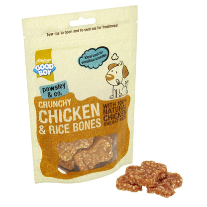 Good Boy Pawsley & Co Crunchy Chicken & Rice Bones Dog Treats 100g