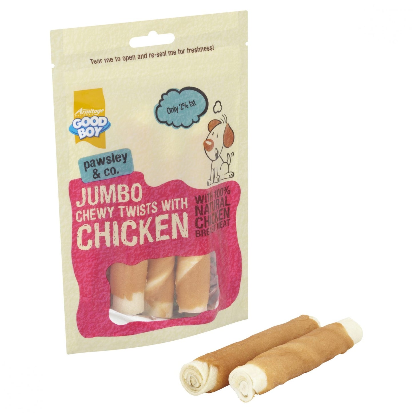 Good Boy Pawsley & Co Jumbo Chewy Twists with Chicken Dog Treats 100g