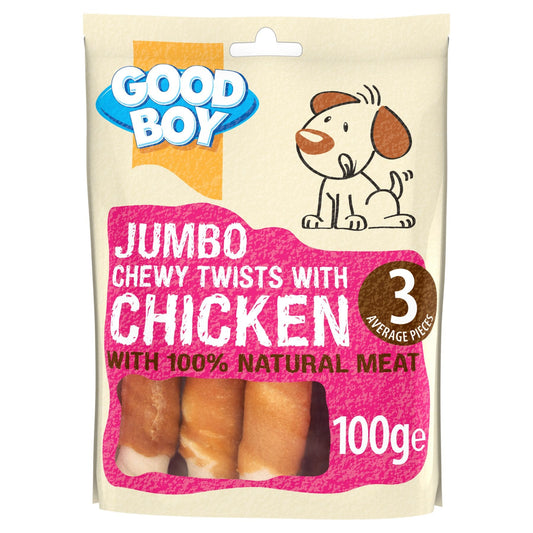 Good Boy Pawsley & Co Jumbo Chewy Twists with Chicken Dog Treats 100g