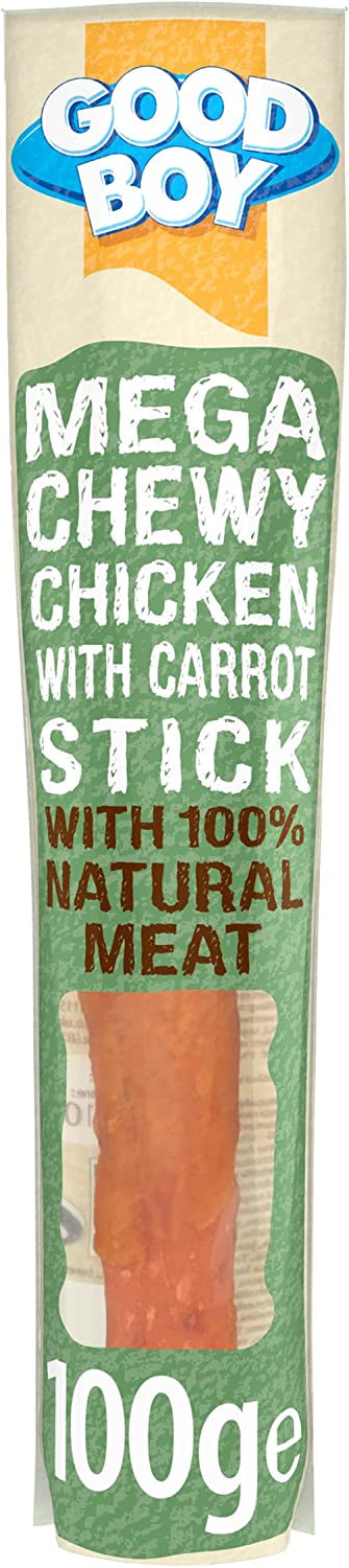 Good Boy Pawsley & Co Mega Chewy Chicken with Carrot Stick Dog Treats 100g