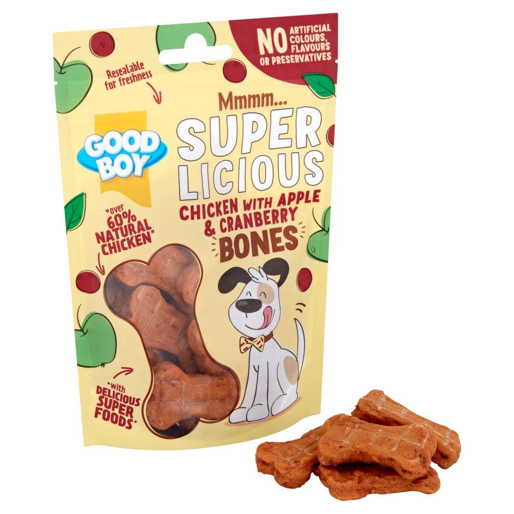 Good Boy Super Licious Chicken With Apple and Cranberry Bones Dog Treats 100g