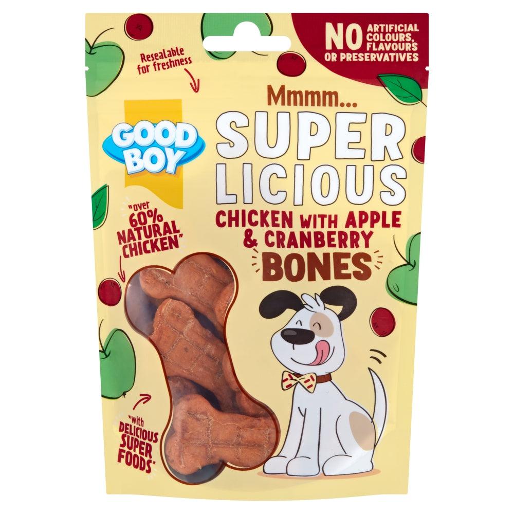 Good Boy Super Licious Chicken With Apple and Cranberry Bones Dog Treats 100g