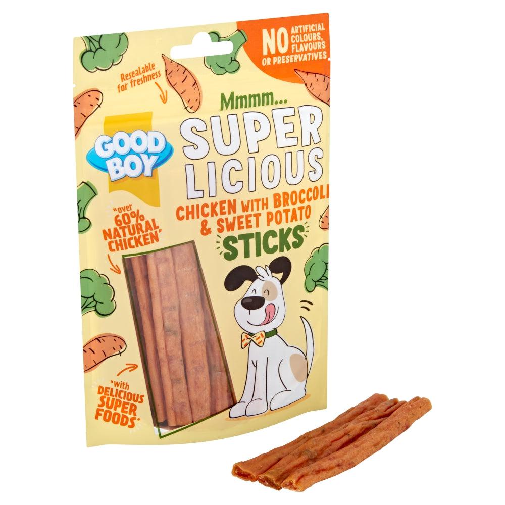 Good Boy Super Licious Chicken With Broccoli and Sweet Potato Sticks Dog Treats 100g