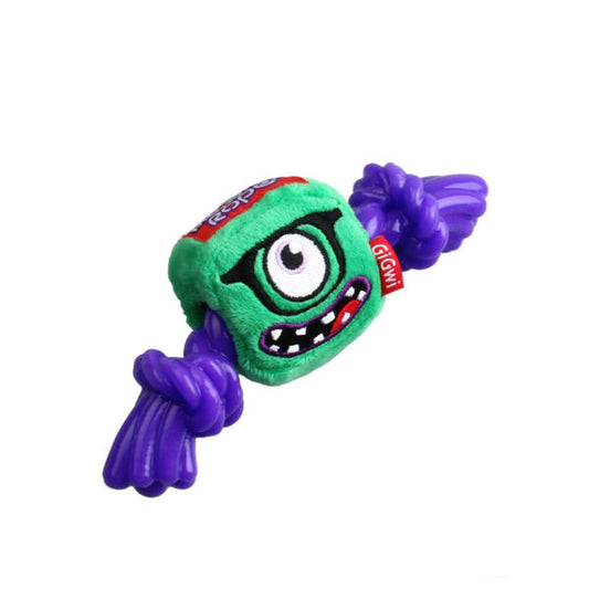 GiGwi Green Monster Rope Squeaker Inside Small Plush/Rope