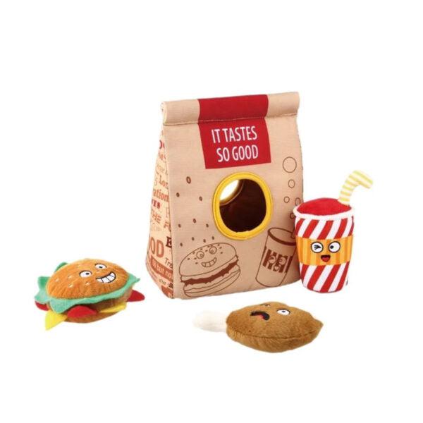 Hide N Seek Fast Food Bag with Plush Hamburg, Coke and Fried Chicken