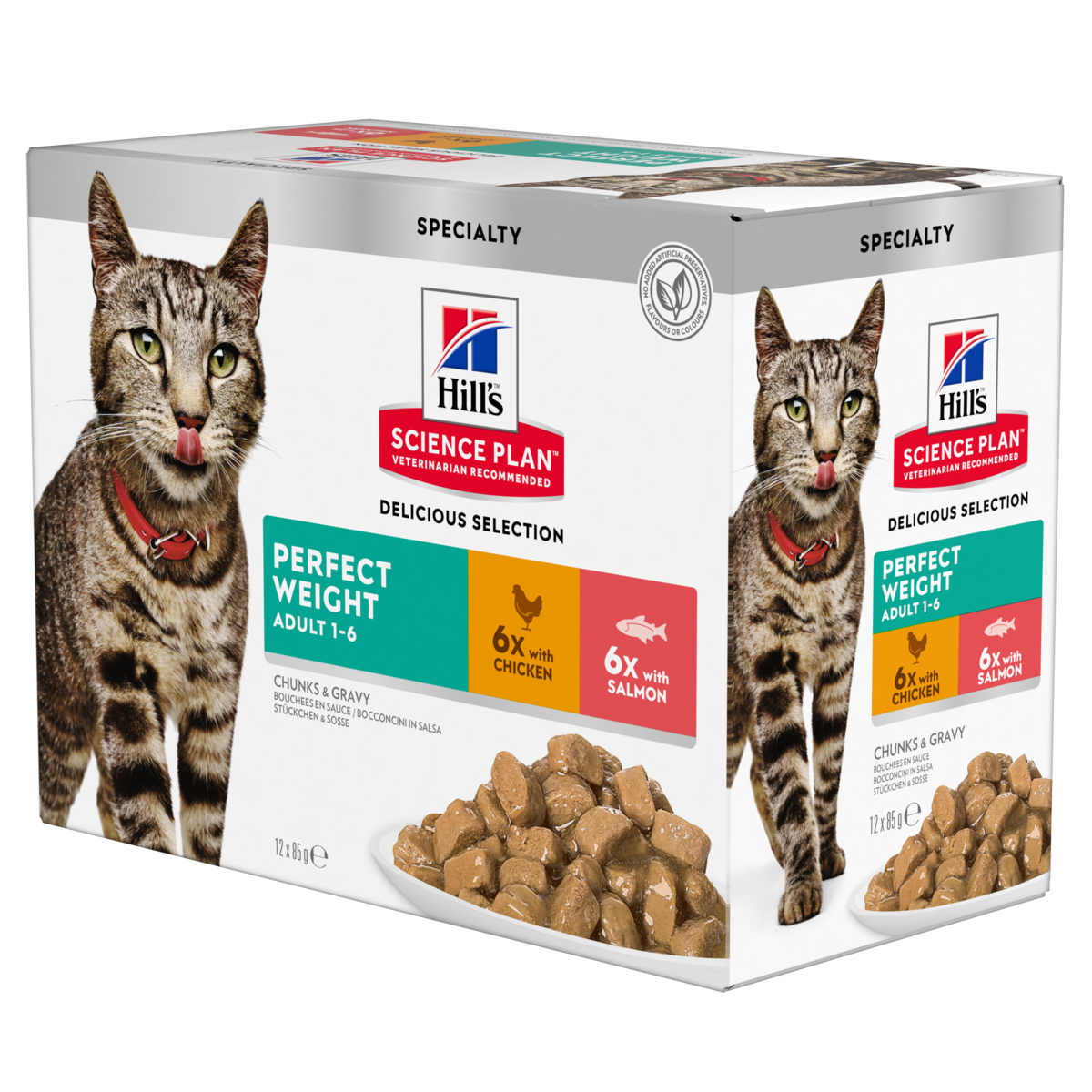 Hill’s Science Plan Perfect Weight Adult Wet Cat Food With Chicken & Salmon Pouches, Box 12x85g
