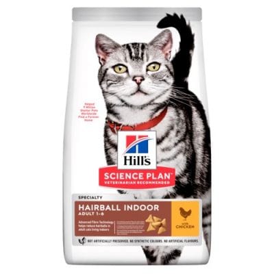 Hill's Science Plan Hairball Indoor, Adult 1-6, Dry Cat Food with Chicken
