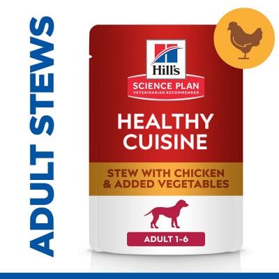 Hill's Science Plan Healthy Cuisine Stew for Adult Dogs 1-6, Wet Food with Chicken & Added Vegetables, 90g