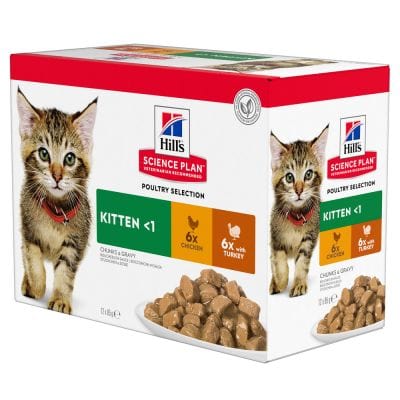 Hill's Science Plan Kitten Pouches Poultry Selection Pouches, 85gx12
