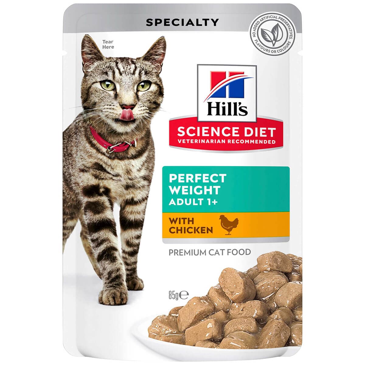Hill’s Science Plan Perfect Weight Young Adult Wet Cat Food With Chicken & Salmon Pouches, Box 12x85g