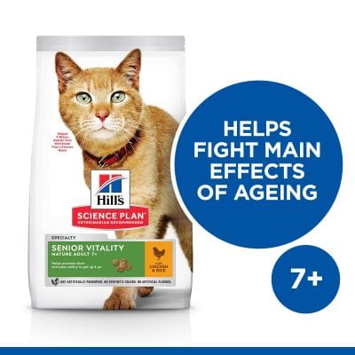Hill's Science Plan Senior Vitality, Adult 7+, Dry Cat Food with Chicken & Rice