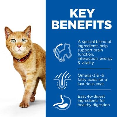 Hill's Science Plan Senior Vitality, Adult 7+, Dry Cat Food with Chicken & Rice