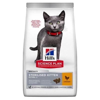 Hill's Science Plan Sterilised Kitten Bundle Offer - Kitten Dry Food 3kg and Wet Food Multipack (12x85g)
