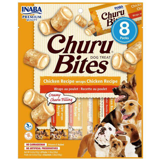 INABA Churu Bites for Dog Chicken Recipe Wraps Chicken Recipe (8 Packs)