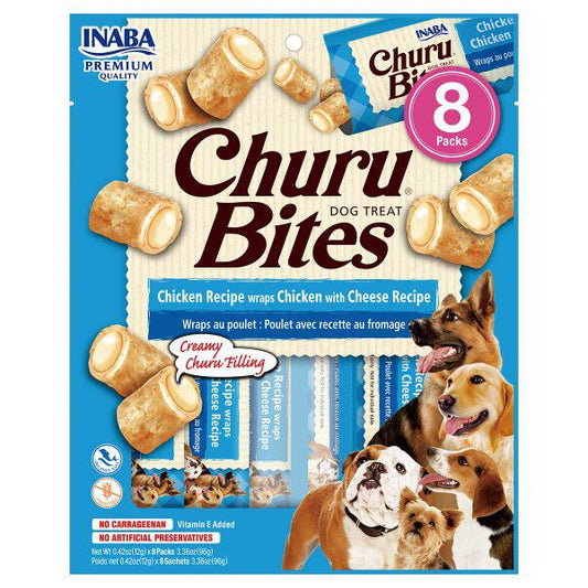 INABA Churu Bites for Dog Chicken with Cheese Recipe (8 Packs)