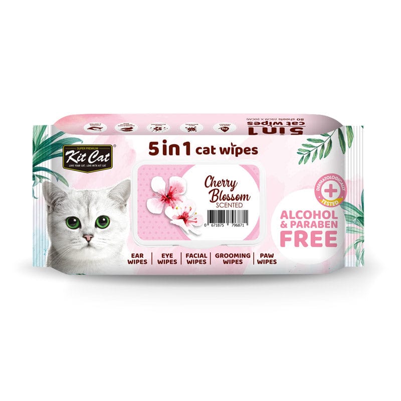 Kit Cat 5-in-1 Cat Wipes CHERRY BLOSSOM Scented