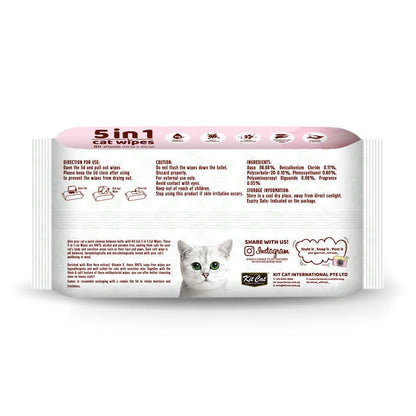 Kit Cat 5-in-1 Cat Wipes LEMON Scented