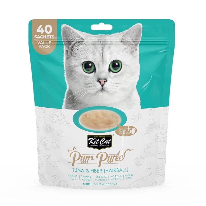 Kit Cat Purr Puree Tuna & Fiber (Hairball) (40 Sachets Value Pack)