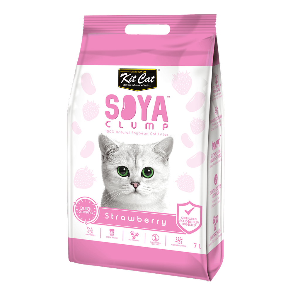 Kit Cat Soya Clump Soybean Litter - Strawberry 7L