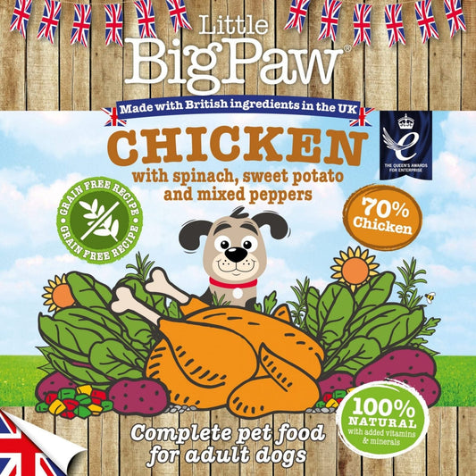 Little BigPaw Chicken with Spinach, Sweet Potato and Peppers Tray, 390g