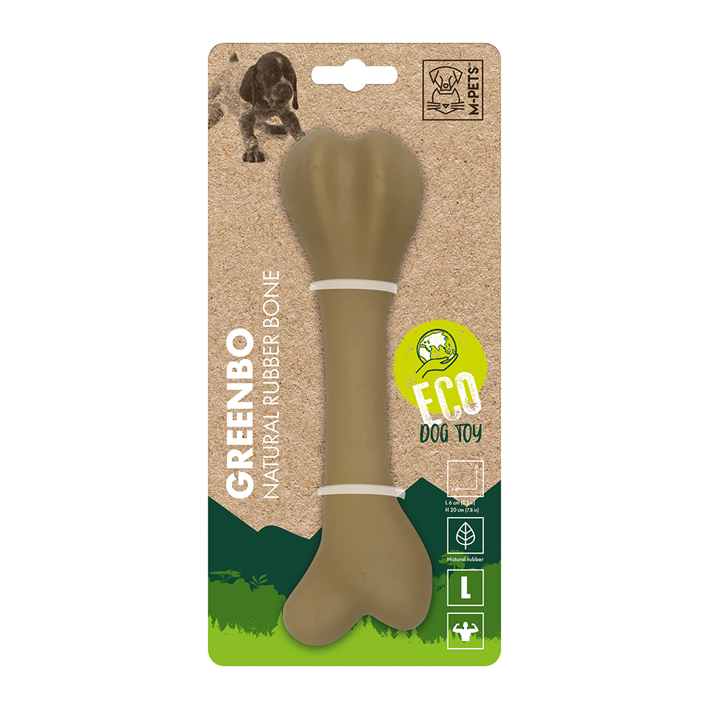 M-PETS Greenbo Natural Rubber Bone Dog Toy L