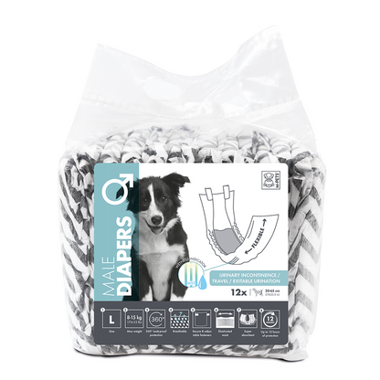 M-PETS Male Dog Diapers L 12 Pack