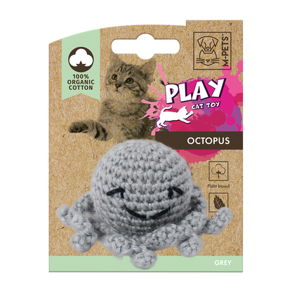 M-PETS Octopus Organic Cotton Cat Toy Grey