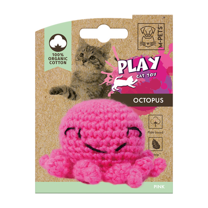 M-PETS Octopus Organic Cotton Cat Toy Pink