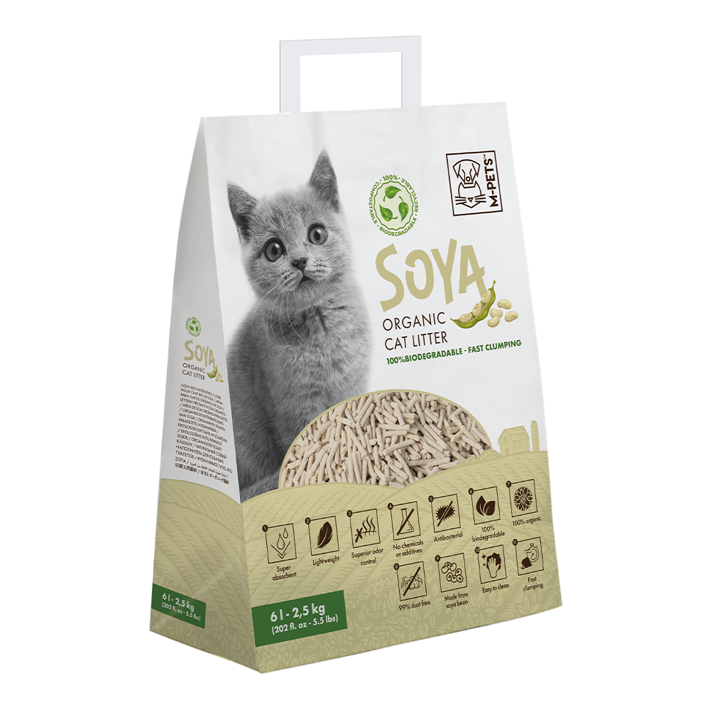 M-PETS Soya Organic Cat Litter Non Scented 6 L - 100% Biodegradable
