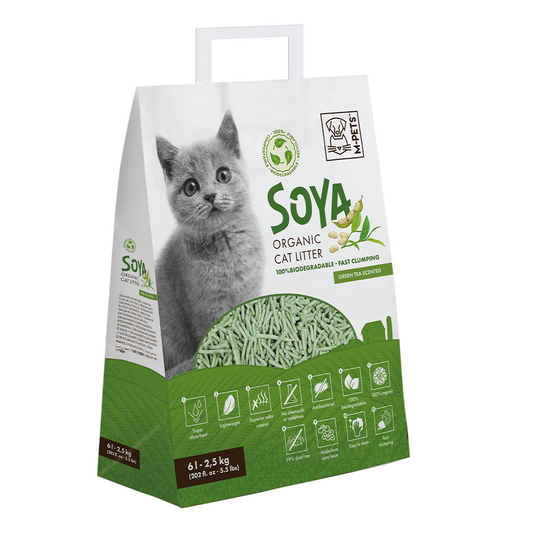 M-PETS Soya Organic Cat Litter Green Tea Scented 6 L - 100% Biodegradable