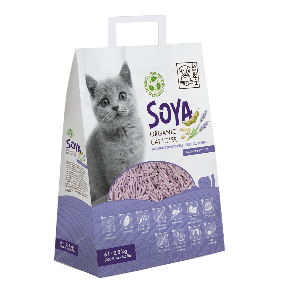 M-PETS Soya Organic Cat Litter Lavender Scented 6 L - 100% Biodegradable