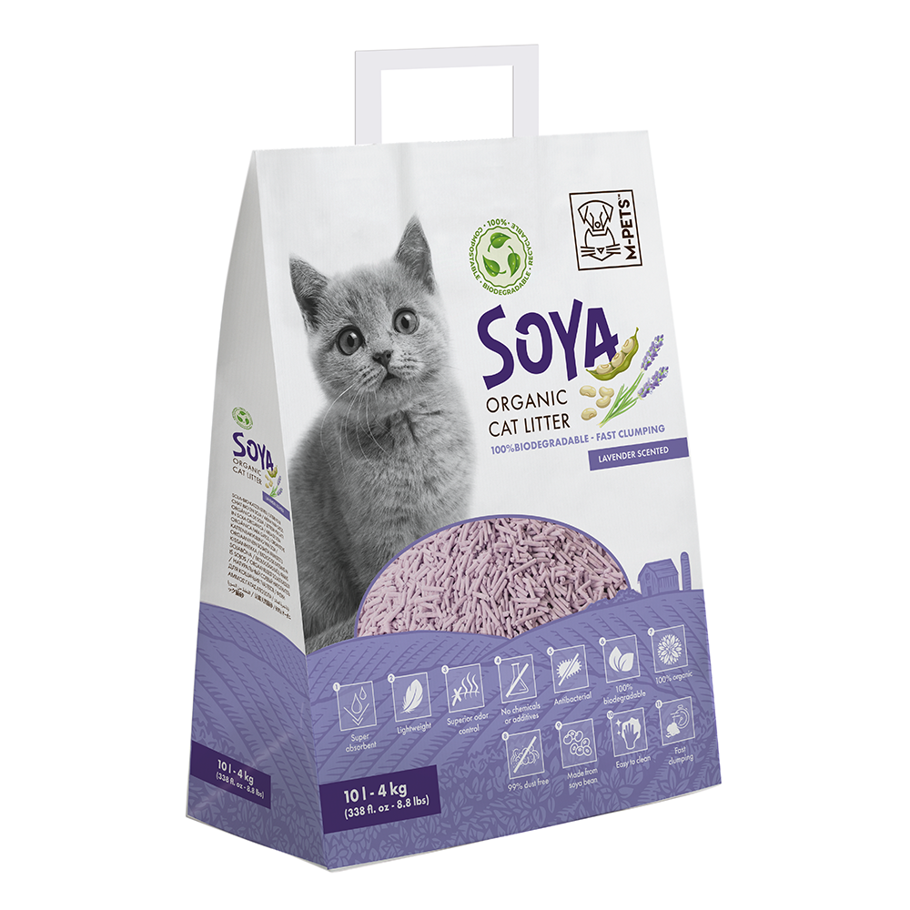 M-PETS Soya Organic Cat Litter Lavender Scented 10 L - 100% Biodegradable