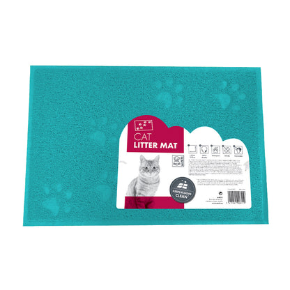 M-PETS Footprint Cat Litter Mat Blue