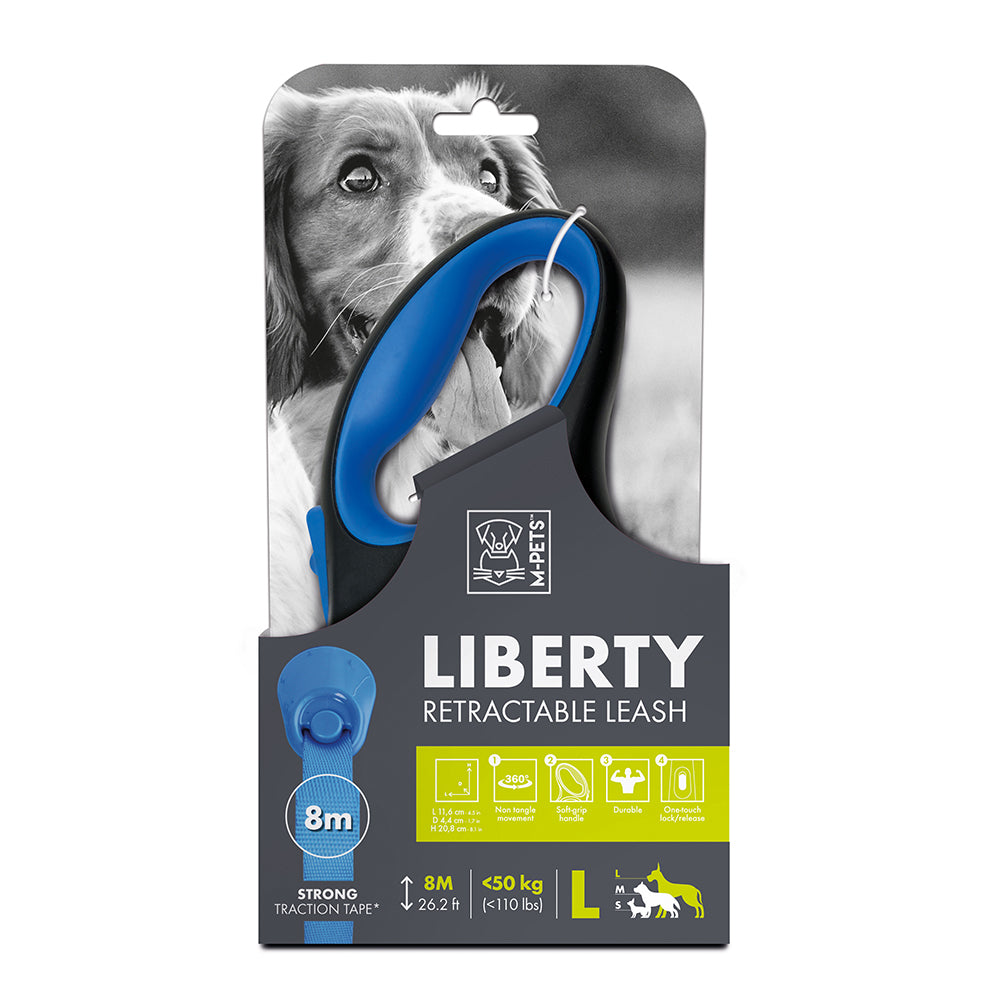 M-PETS Liberty Dog Retractable Leash Blue L