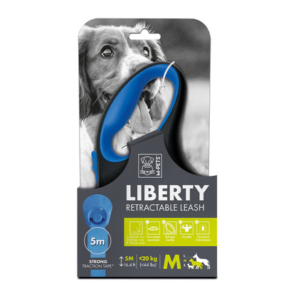 M-PETS Liberty Dog Retractable Leash Blue M