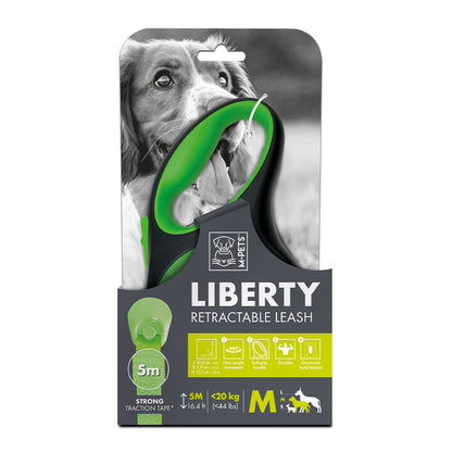 M-PETS Liberty Dog Retractable Leash Green M