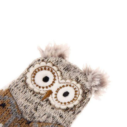 Owl “Plush Friendz” Grey/Brown with refillable squeaker