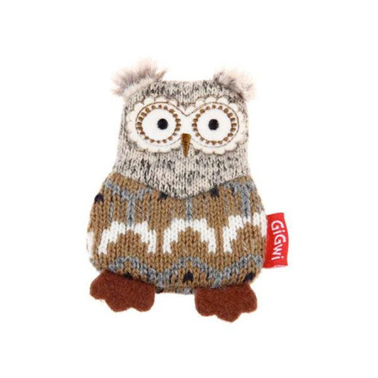 Owl “Plush Friendz” Grey/Brown with refillable squeaker