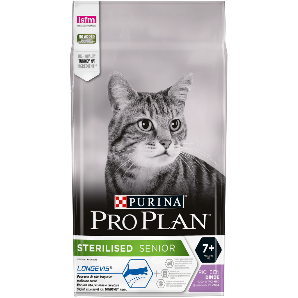 PURINA® Pro Plan® Sterilised Senior 7+ LONGEVIS®, Rich in Turkey Dry Cat Food