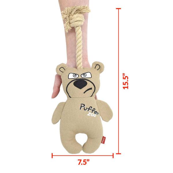 Puffer Zoo Bear Canvas Fabric with Rope Handle Dog Toy