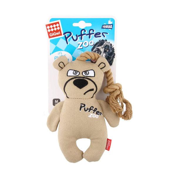 Puffer Zoo Bear Canvas Fabric with Rope Handle Dog Toy