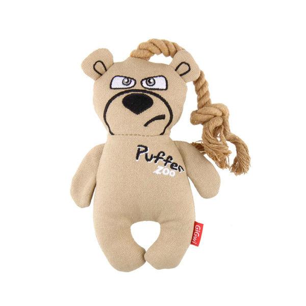 Puffer Zoo Bear Canvas Fabric with Rope Handle Dog Toy